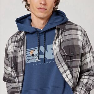 American Eagle 24/7 Snoopy Graphic Hoodie Blue Drawstring Pullover XL